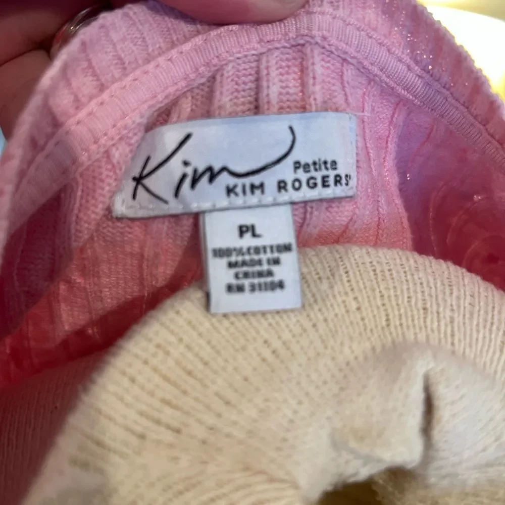 Kim Rogers Light Pink Cable Knit Sweater Large